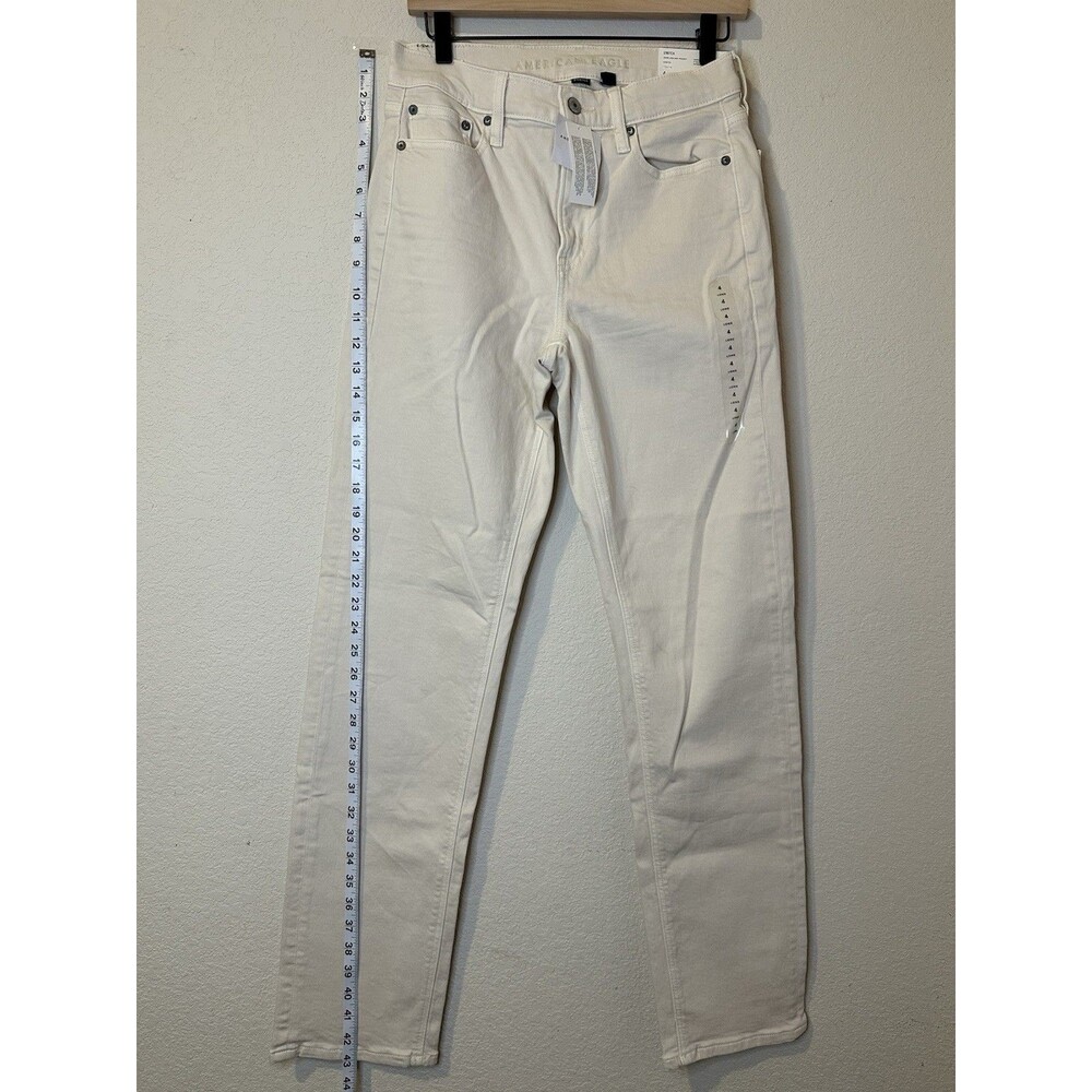 NWT American Eagle Super High-Rise Straight Jeans Size 4 Long  27W Cream